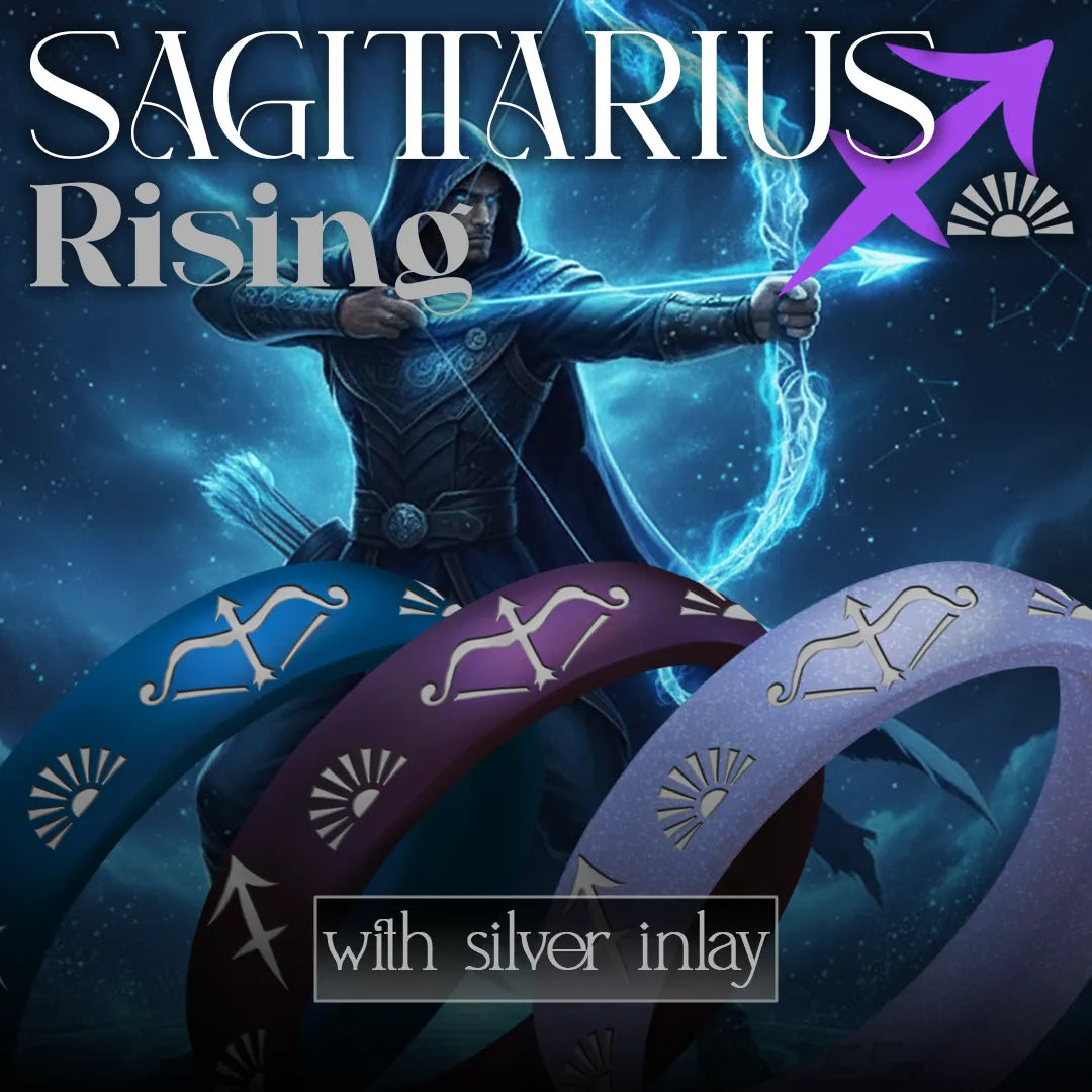 Sagittarius Rising Silicone Ring with Silver Inlay