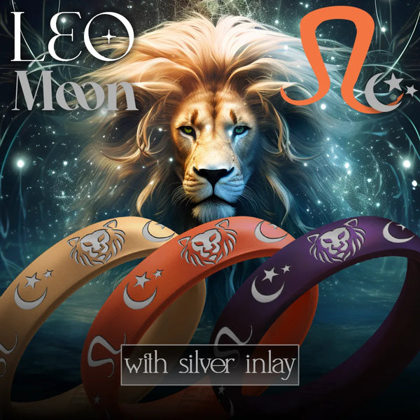 Leo Moon Silicone Ring with Silver Inlay