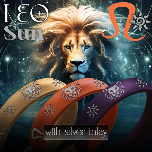 Leo Sun Silicone Ring with Silver Inlay