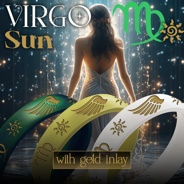 Virgo Sun Silicone Ring with Gold Inlay