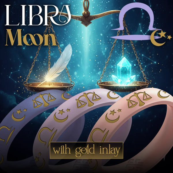 Libra Moon Silicone Ring with Gold Inlay