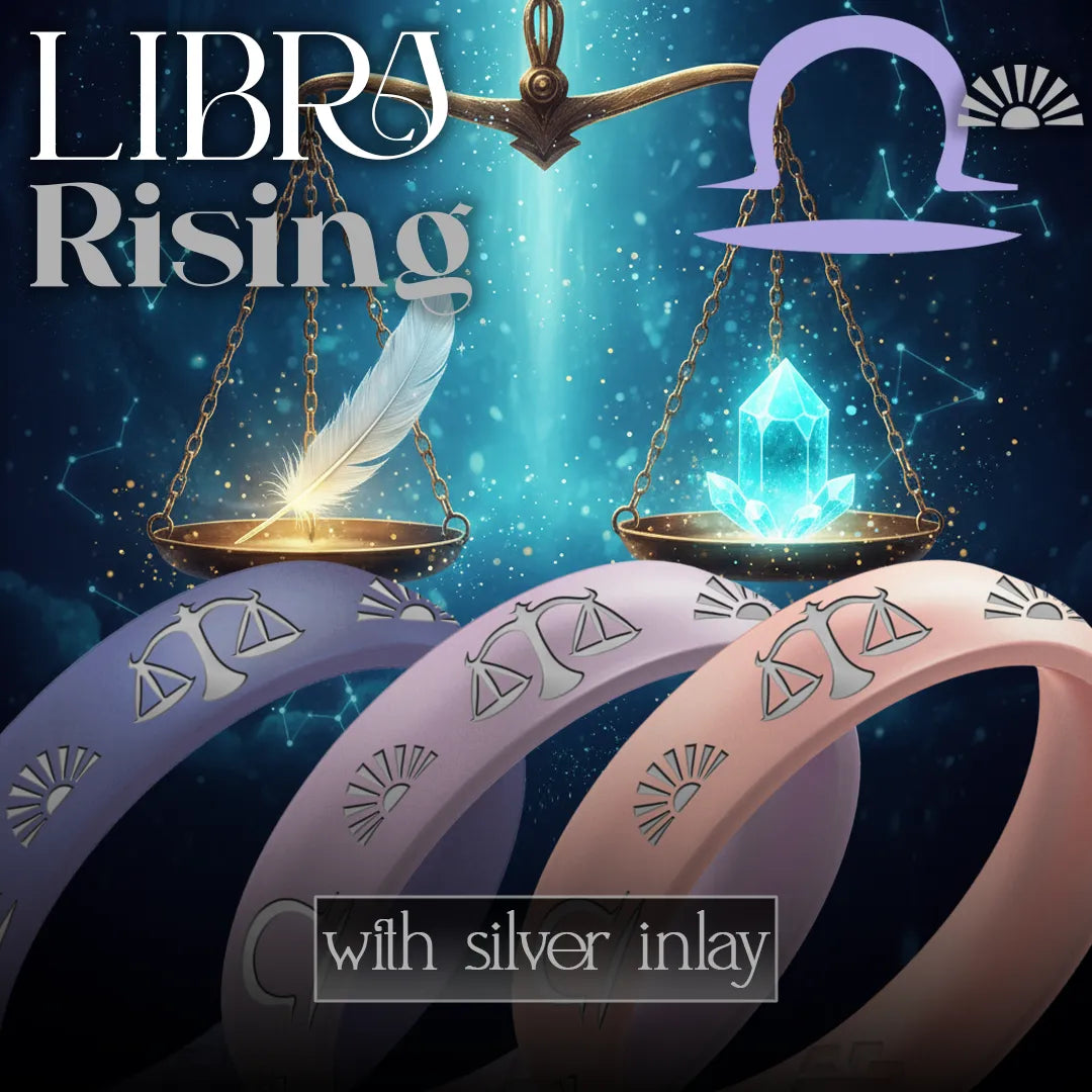 Libra Rising Silicone Ring with Silver Inlay