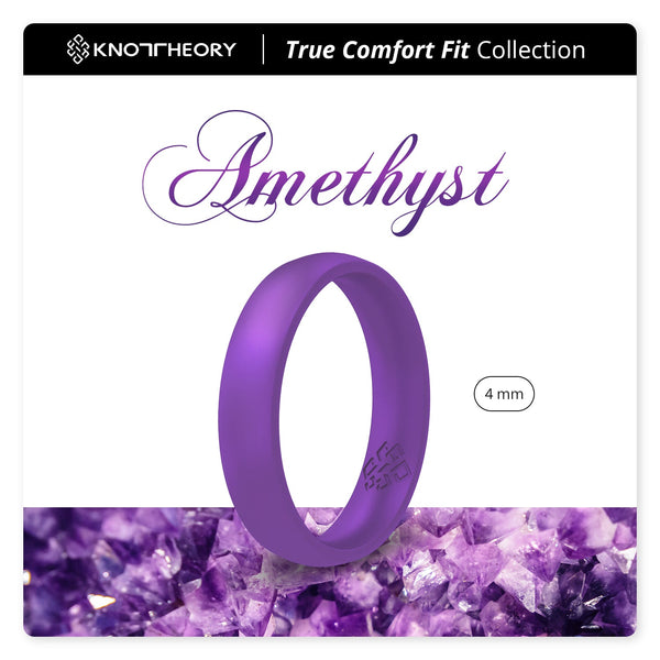 Amethyst Purple Breathable Pearly Silicone Ring for Women - Knot Theory