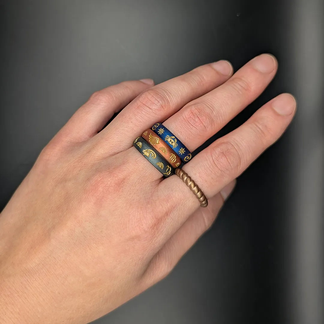 Aquarius Rising Silicone Ring with Gold Inlay