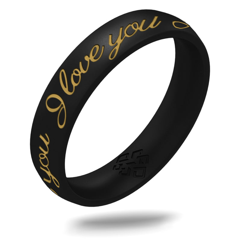 Gold I Love You Silicone Ring on Arc 4mm