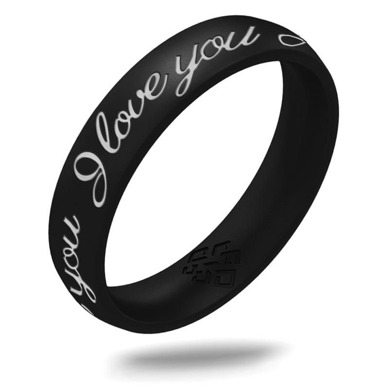 Silver I Love You Silicone Ring on Arc 4mm