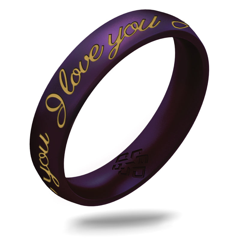 Gold I Love You Silicone Ring on Arc 4mm