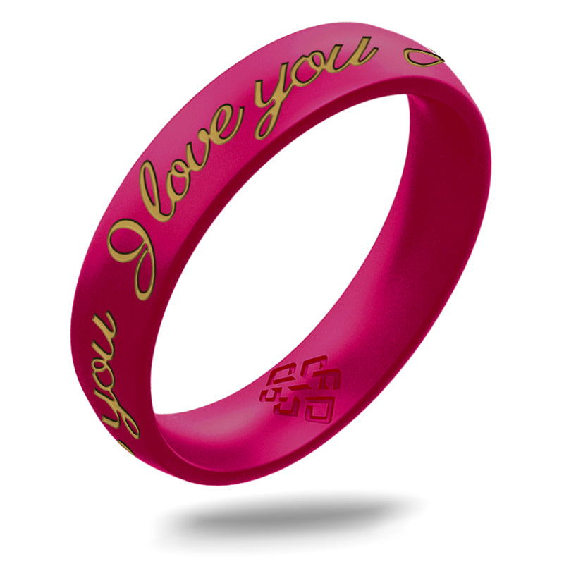 Gold I Love You Silicone Ring on Arc 4mm