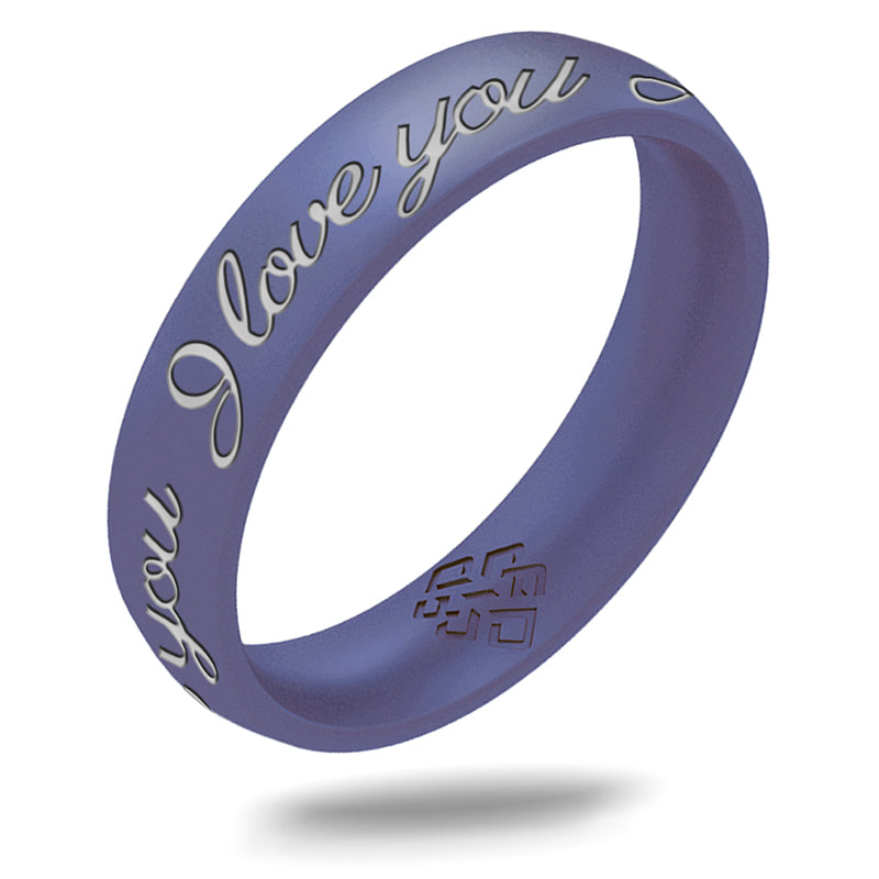 Silver I Love You Silicone Ring on Arc 4mm