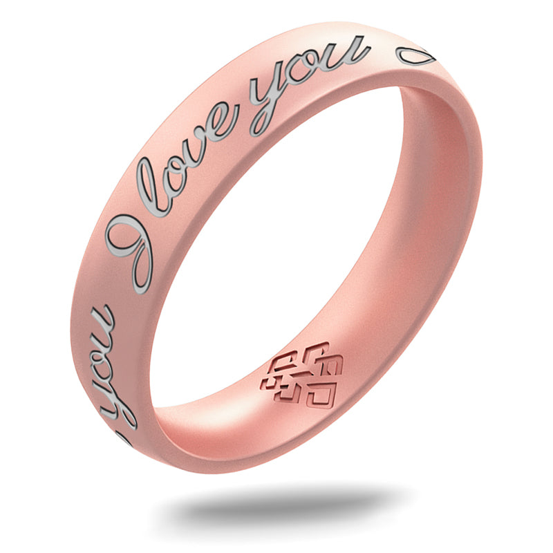 Silver I Love You Silicone Ring on Arc 4mm