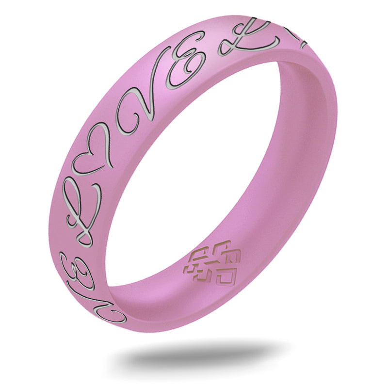 Gold LOVE Silicone Ring on Arc 4mm