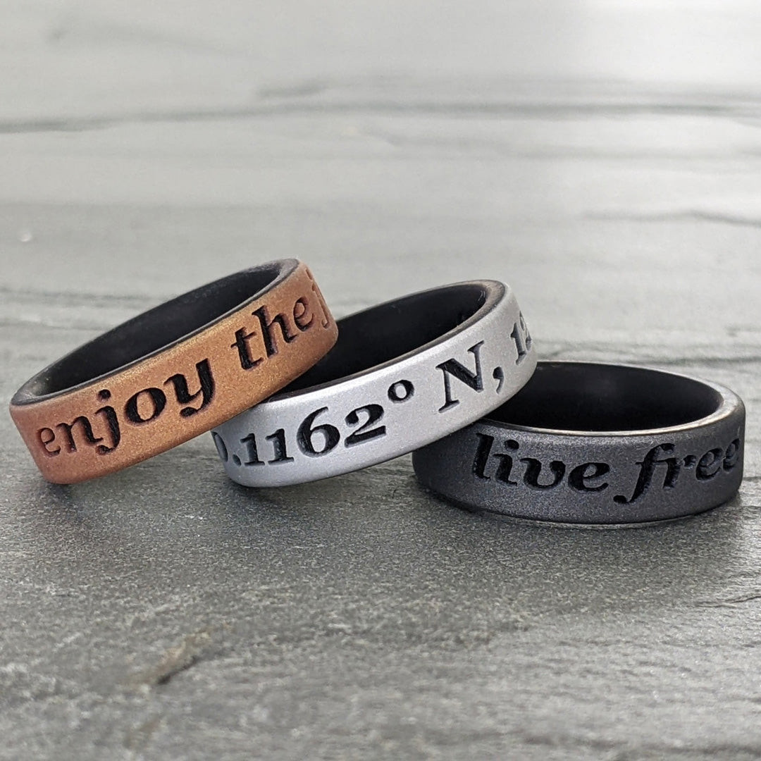 Custom Engraved Dual Layer Silicone Ring - Empowerment in 6mm