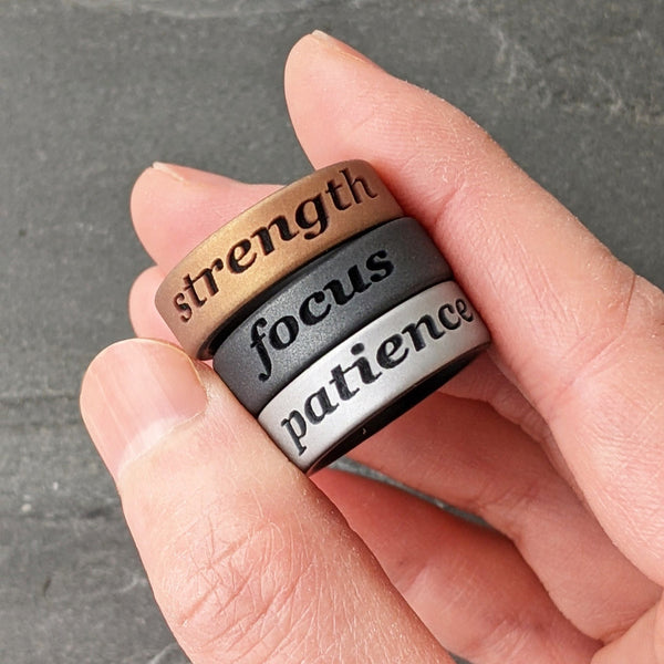 Custom Engraved Dual Layer Silicone Ring - Motivational Words, Mantras, Quotes, and More in 6mm