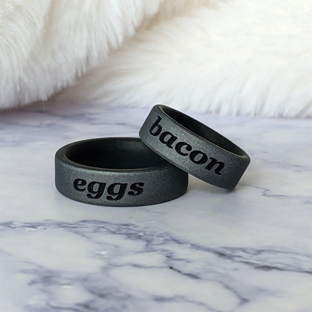Custom Engraved Dual Layer Silicone Ring Salt & Pepper in 6mm