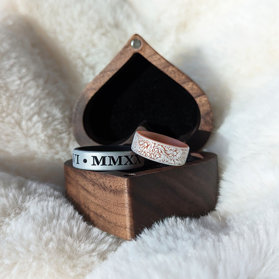 Dual Layer Silicone Ring Custom Engraved - Initials, Wedding Date, and More in 6mm