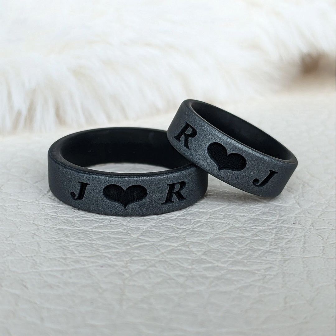 Custom Engraved Dual Layer Silicone Ring Salt & Pepper in 6mm