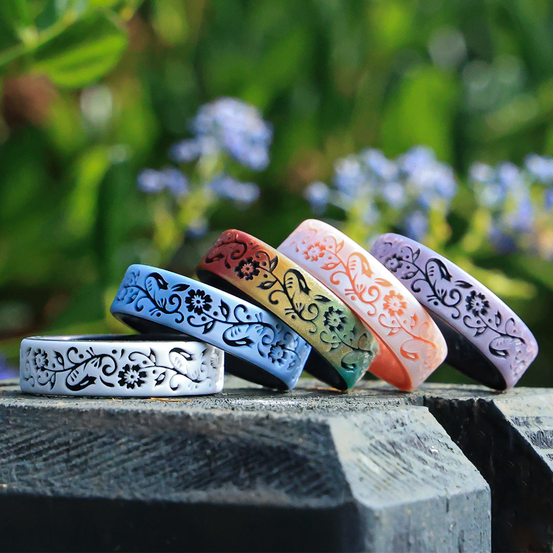 Nordic Bloom Silicone Ring on Dual Layer 6mm