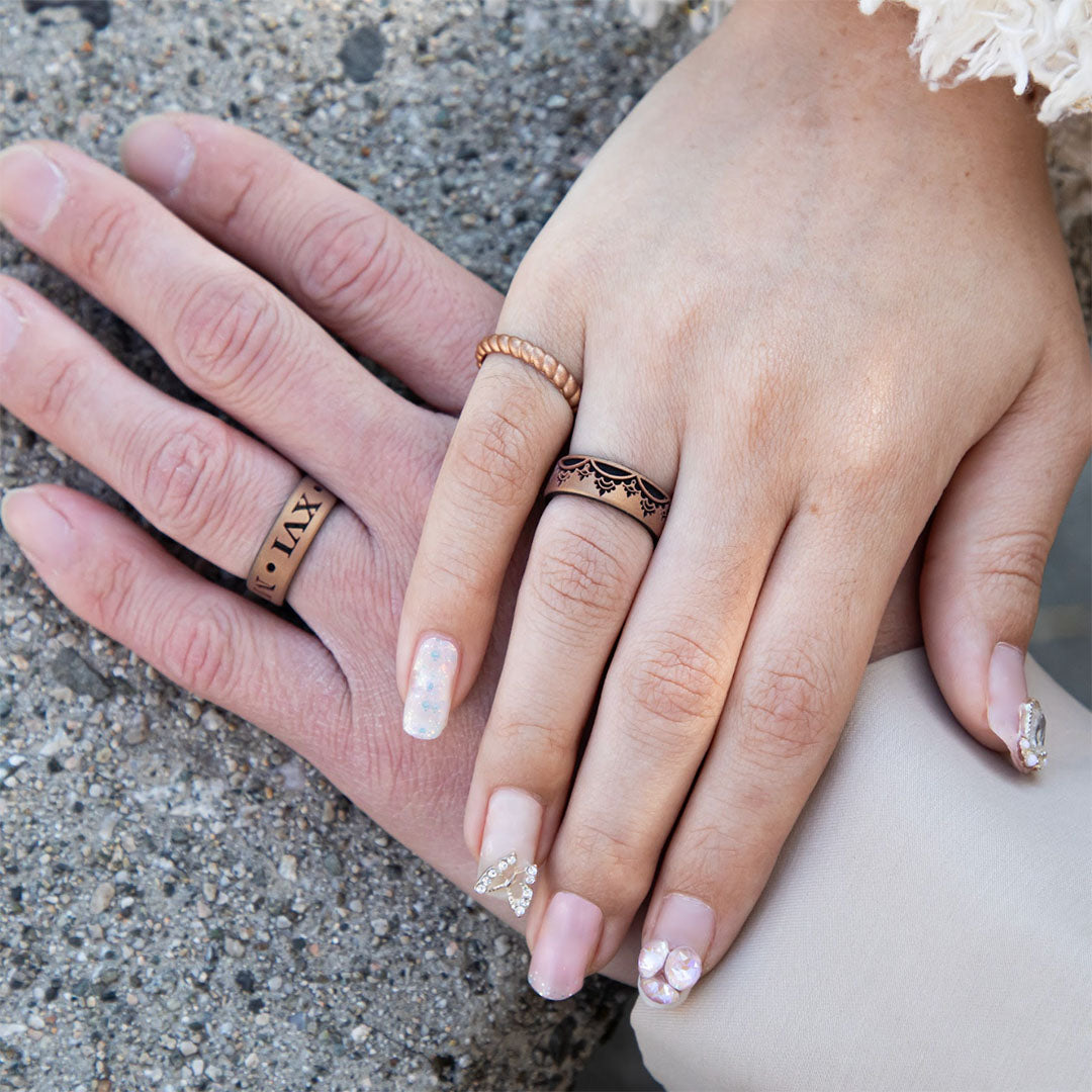 Custom Engraved Dual Layer Silicone Ring - Eggs & Bacon in 6mm