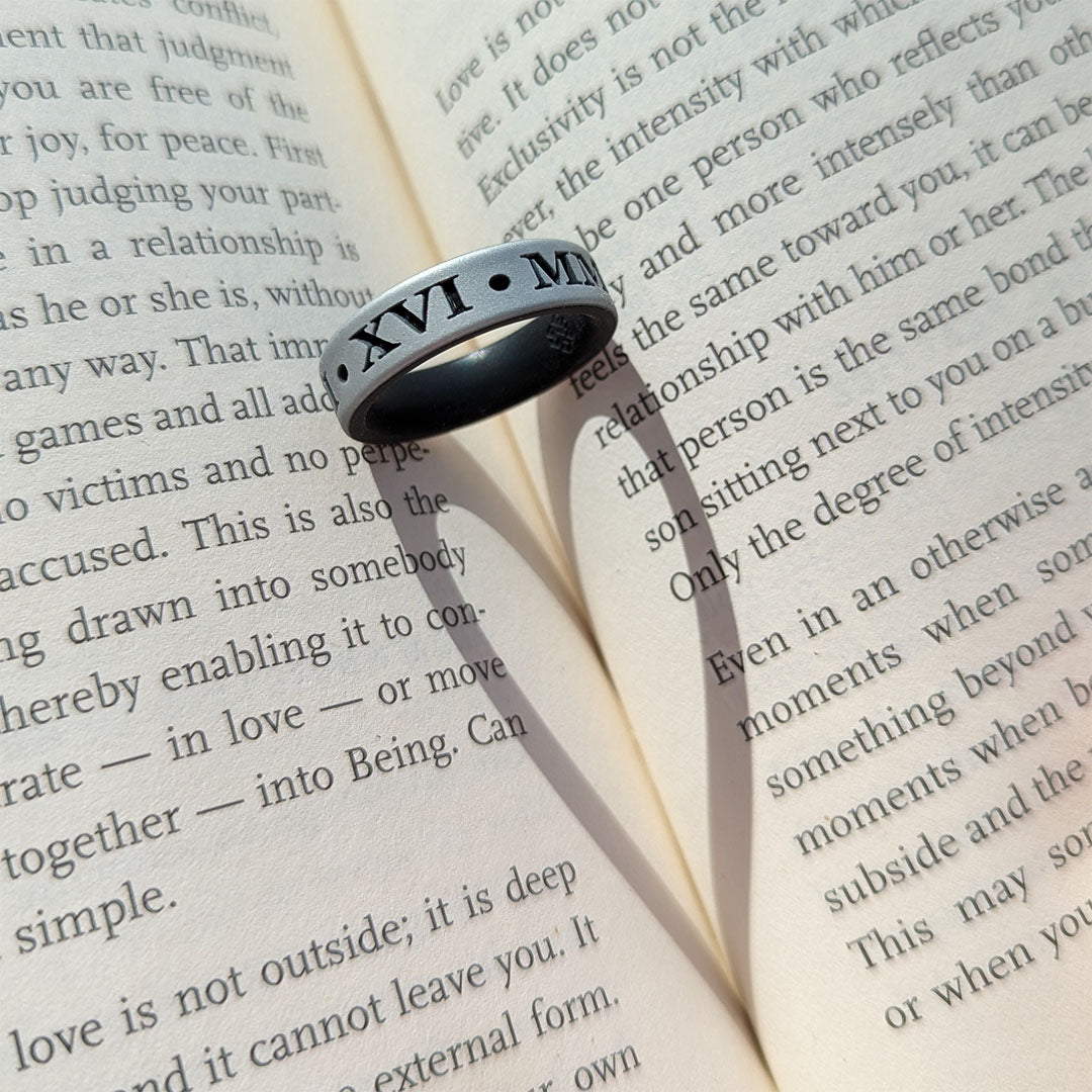 Dual Layer Silicone Ring Custom Engraved Anniversary in 6mm