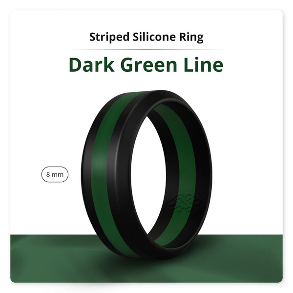 Dark Green Stripe Silicone Ring For Men and Women - Knot Theory