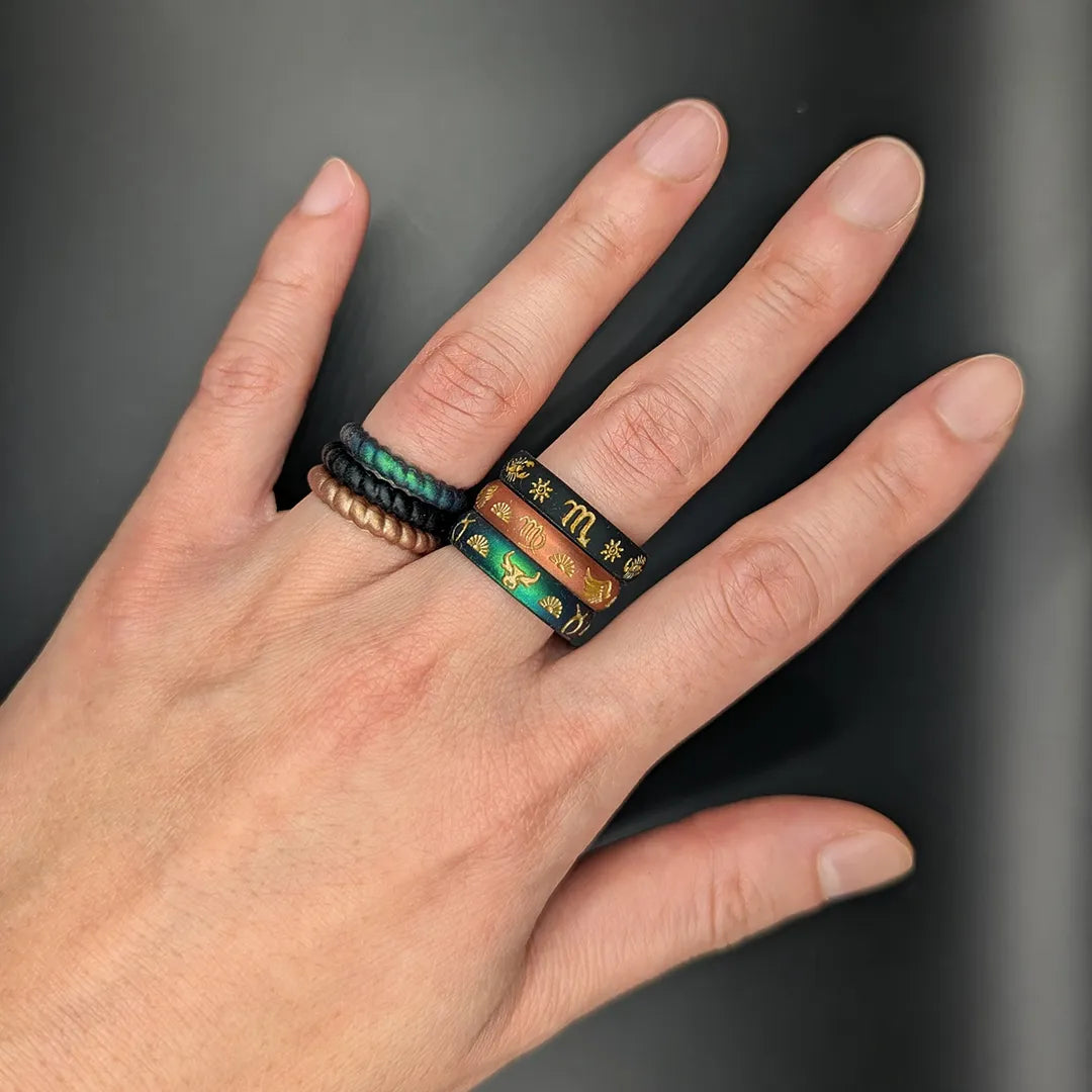 Aquarius Rising Silicone Ring with Gold Inlay