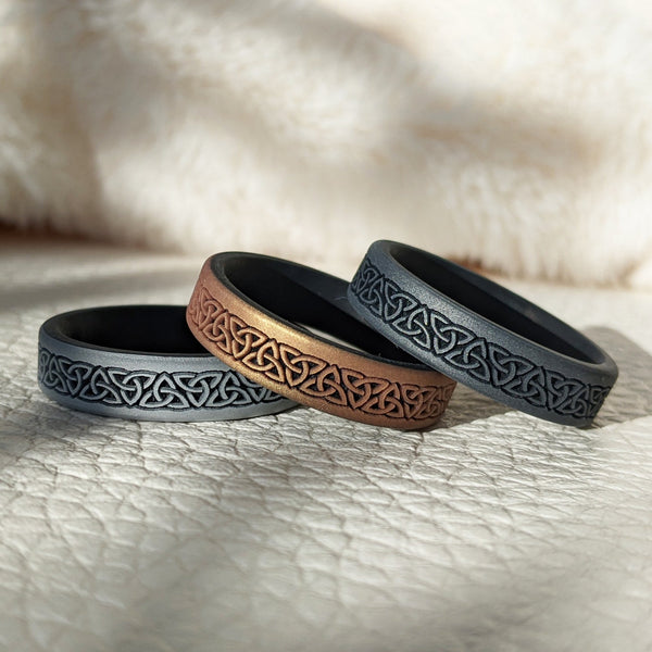 Engraved Trinity Band Silicone Ring - Dual Layer - Knot Theory