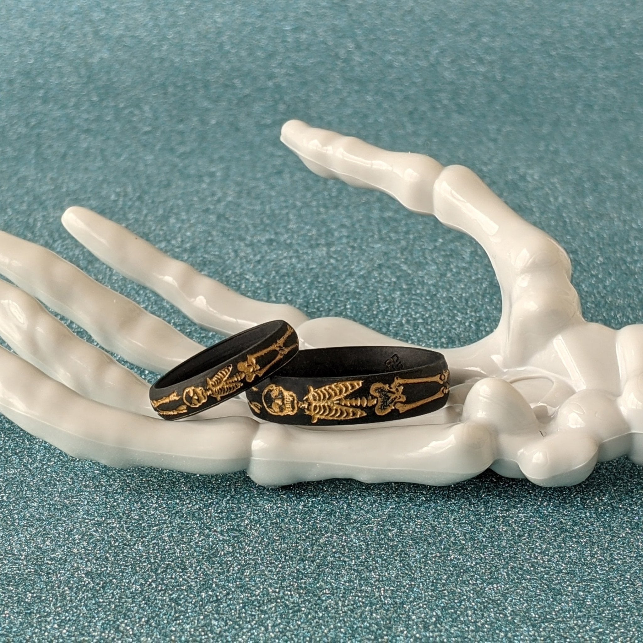 Gold Skeleton Silicone Ring on Arc 6mm