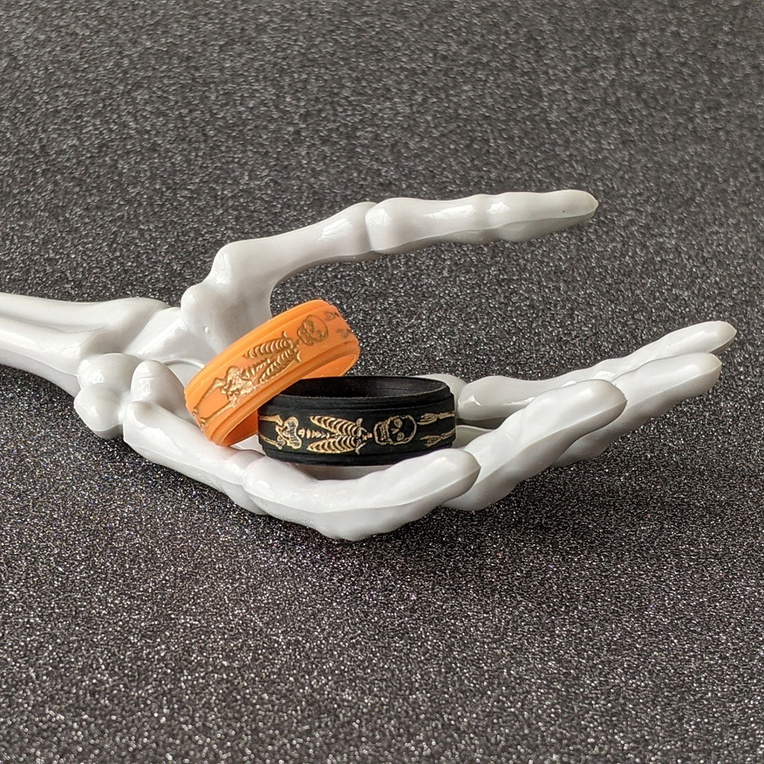 Golden Skeleton Silicone Ring on Rise 8mm Band