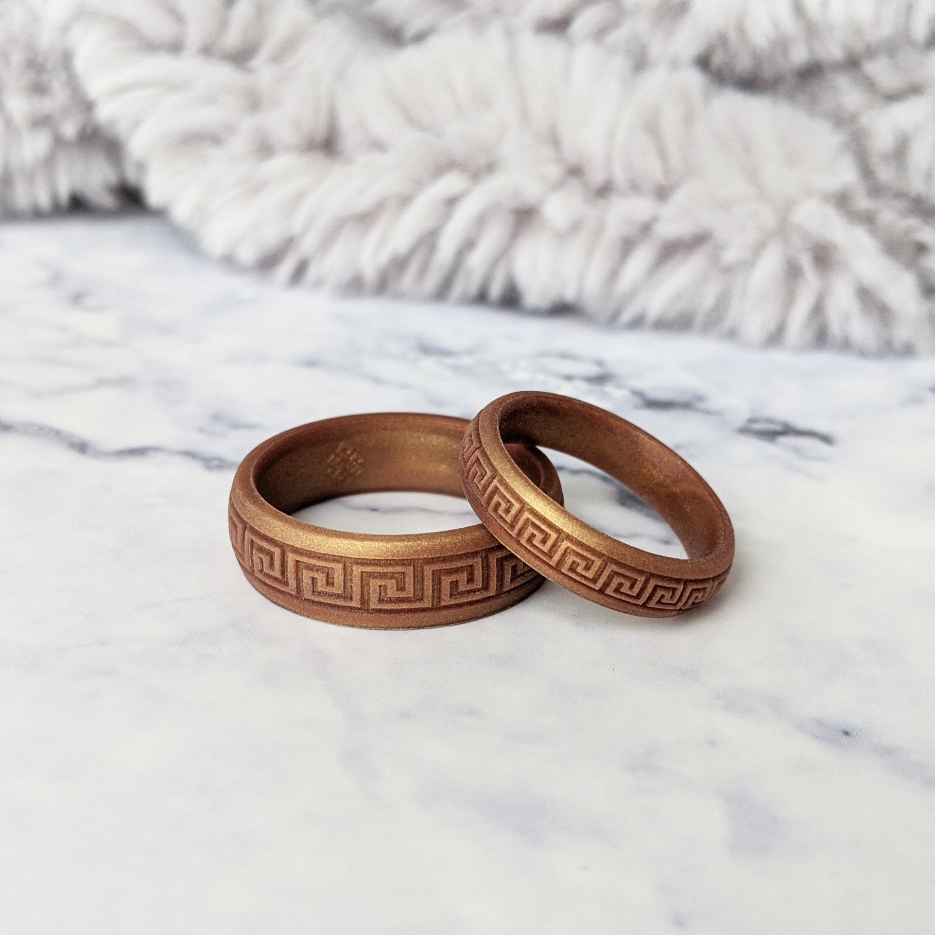 Greek Key Engraved Silicone Ring in Antique Gold and more colours - Knot Theory