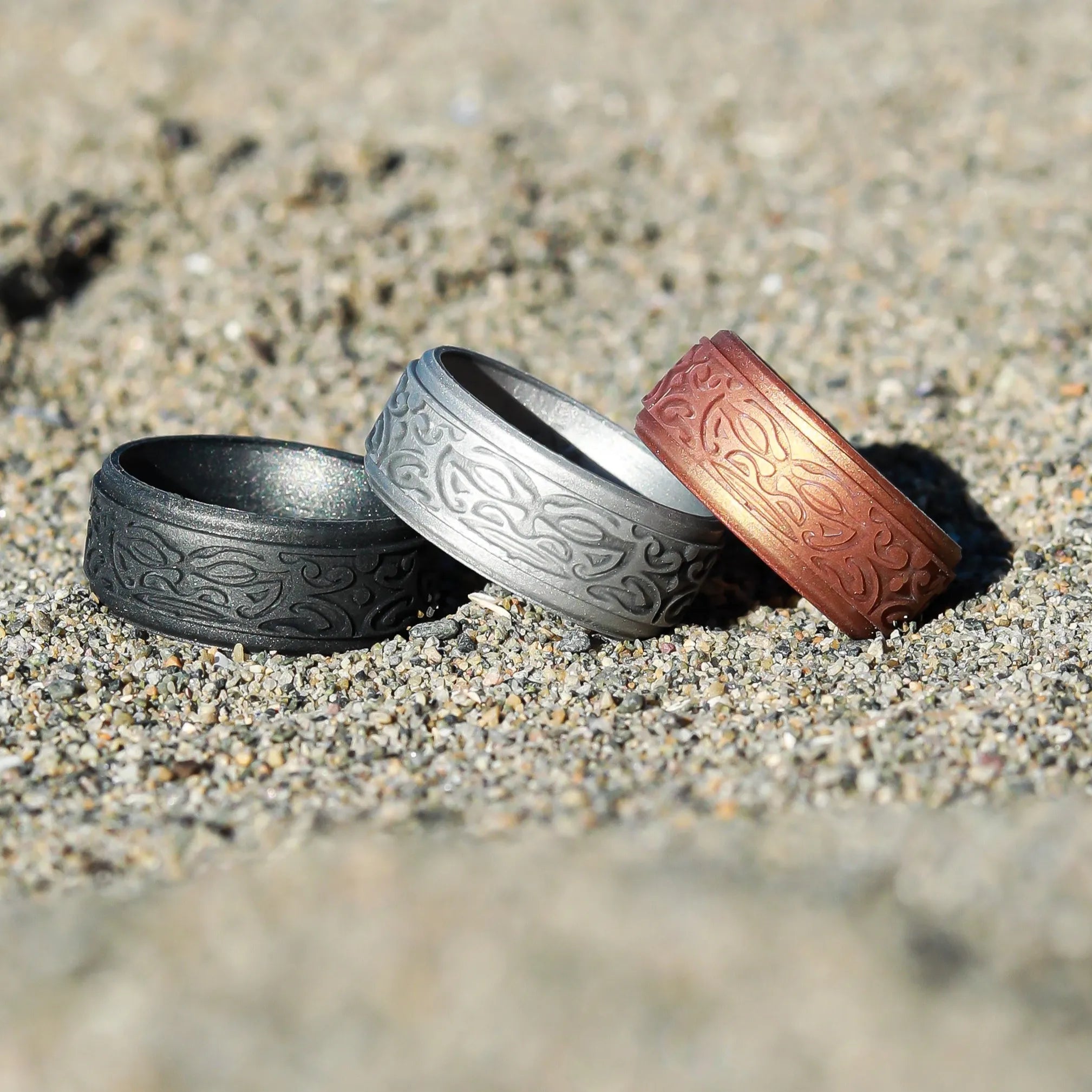 Warrior of Wisdom Tiki God Silicone Ring on Rise 8mm