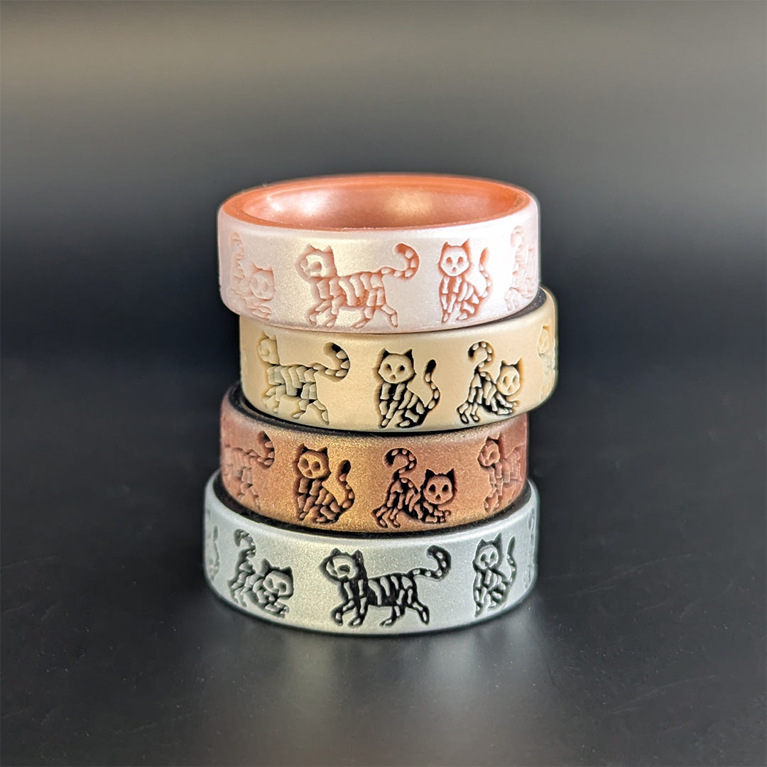 Skeleton Kitty Silicone Ring on Dual Layer 6mm