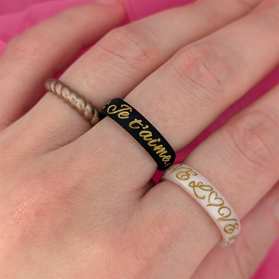 Gold LOVE Silicone Ring on Arc 4mm