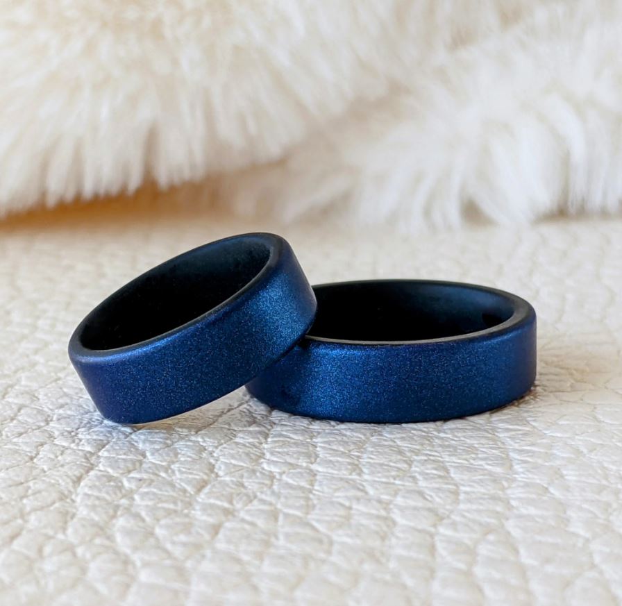 Metallic Blue Dual Layer Breathable Silicone Ring - Knot Theory