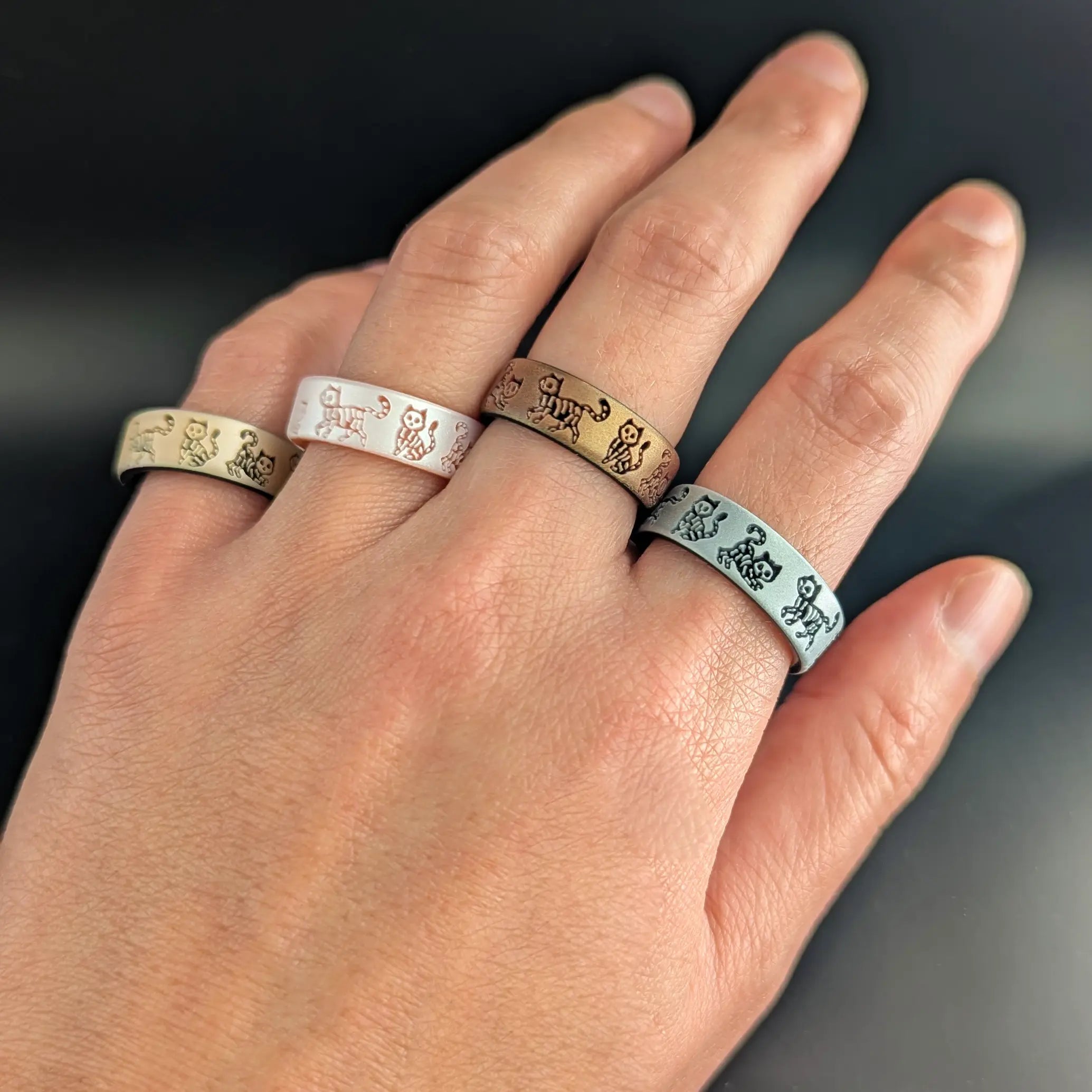 Skeleton Kitty Silicone Ring on Dual Layer 6mm