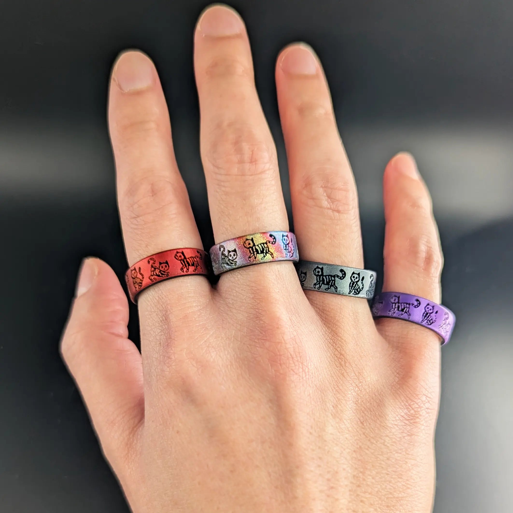 Skeleton Kitty Silicone Ring on Dual Layer 6mm