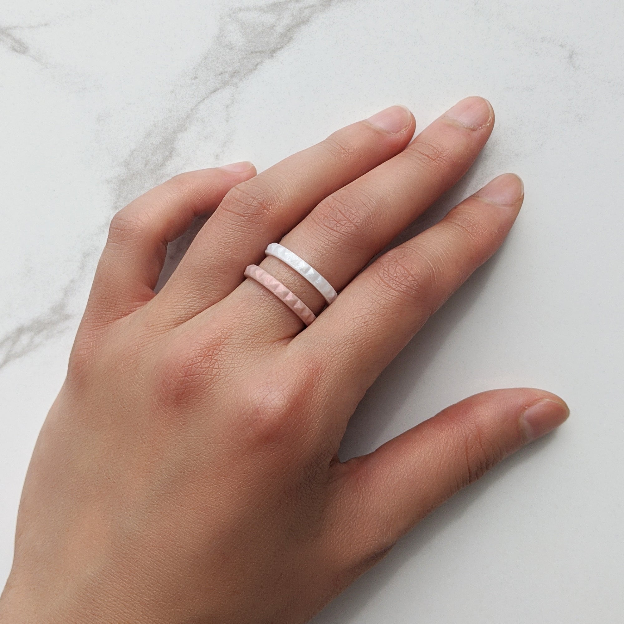Rose Gold Pyramid Stackable Slim Thin Silicone Ring for Women - Knot Theory