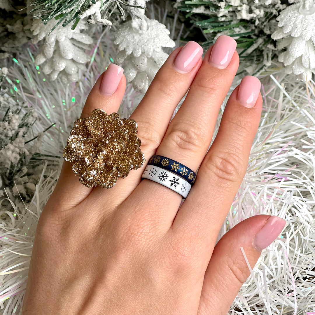 Snowflakes Silicone Ring on Dual Layer 6mm