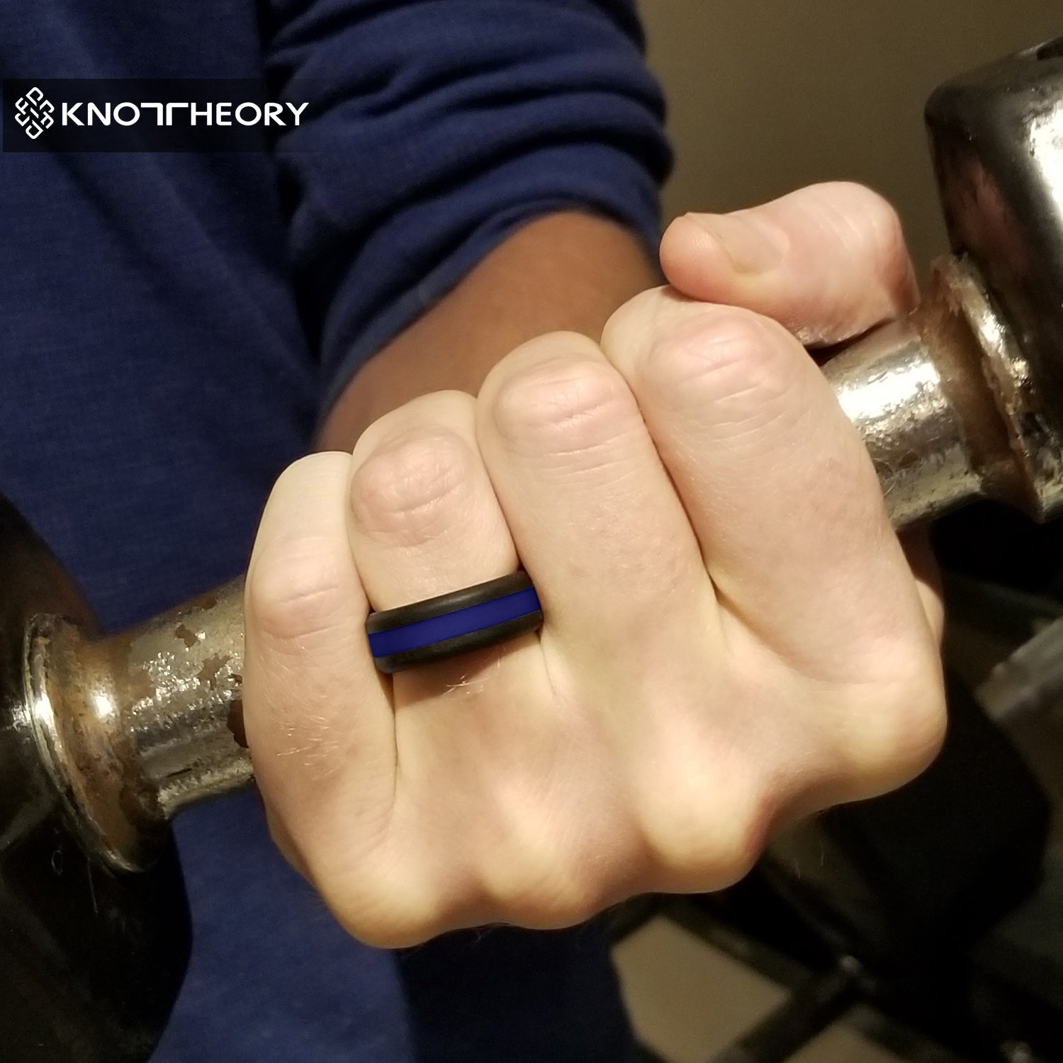 Thin Blue Line Striped Silicone Ring For Men and Women - Knot Theory