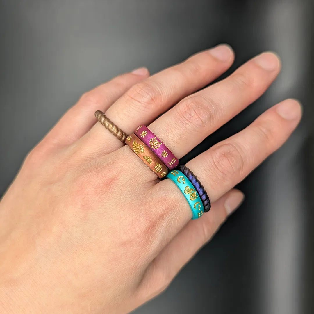 Pisces Rising Silicone Ring with Gold Inlay