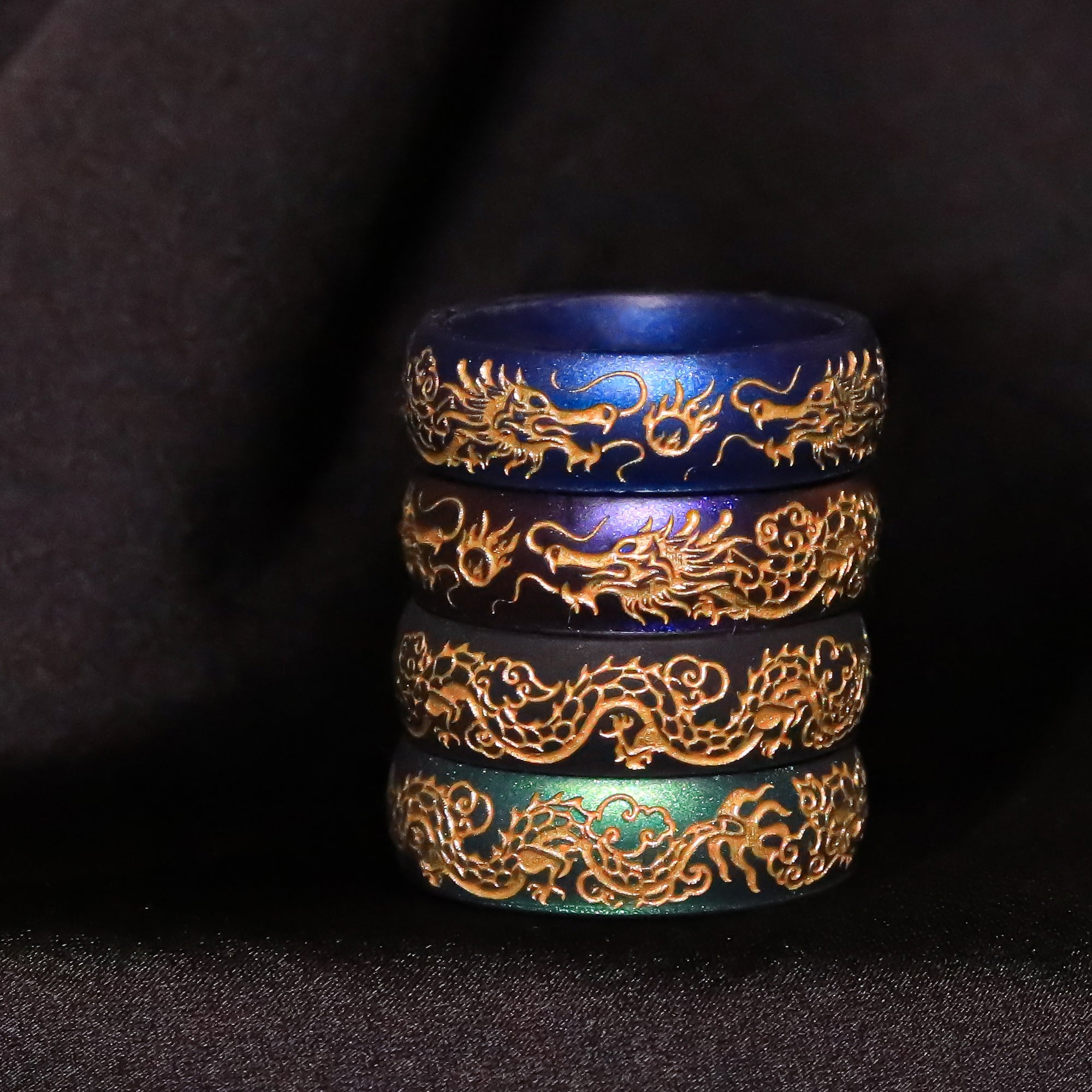 Gold Dragon Silicone Ring on Arc 6mm