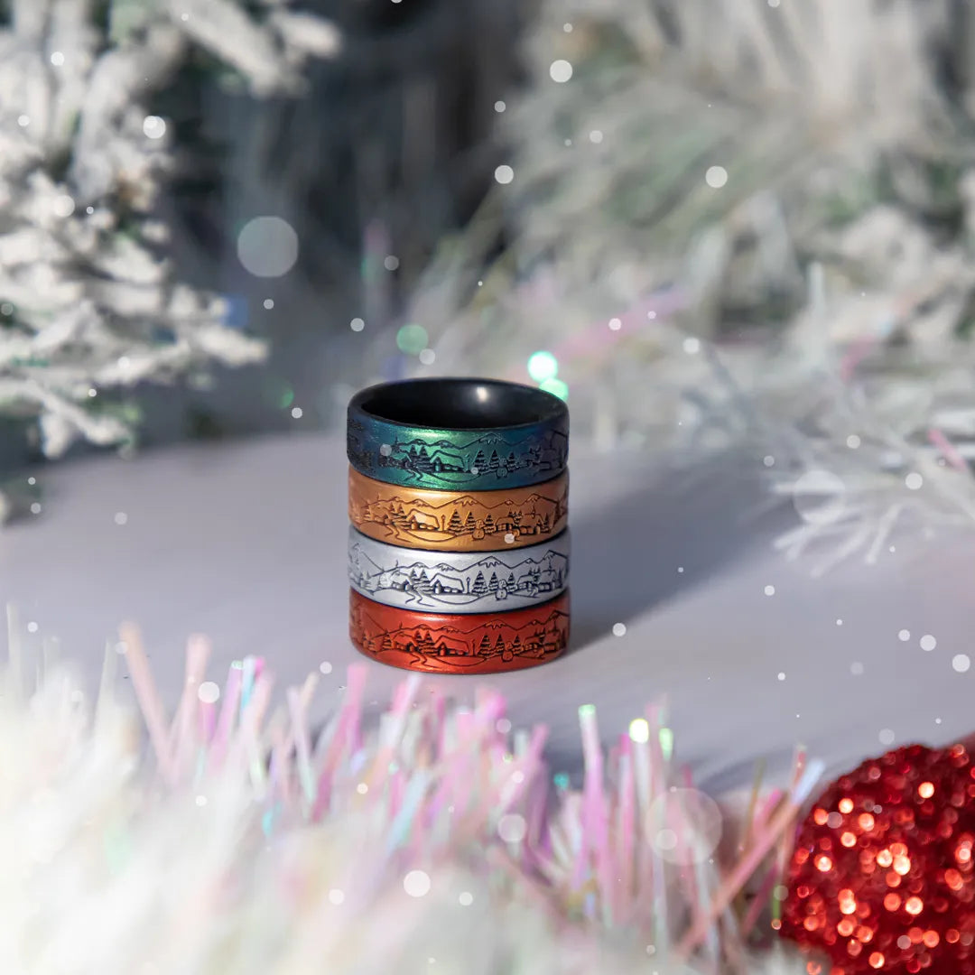 Magical Winter Village Silicone Ring on Dual Layer 6mm