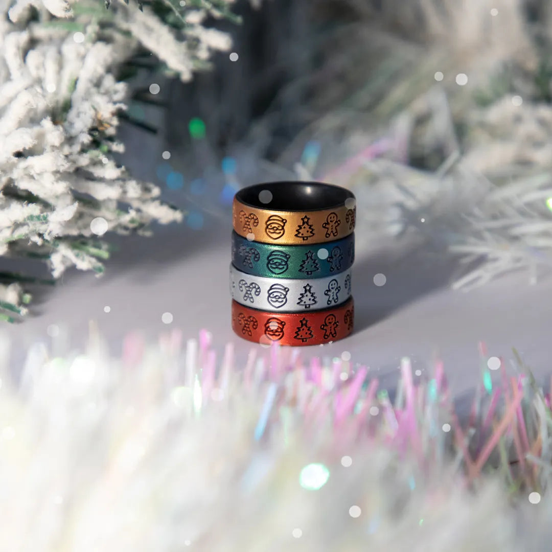 Christmas Icons Silicone Ring on Dual Layer 6mm