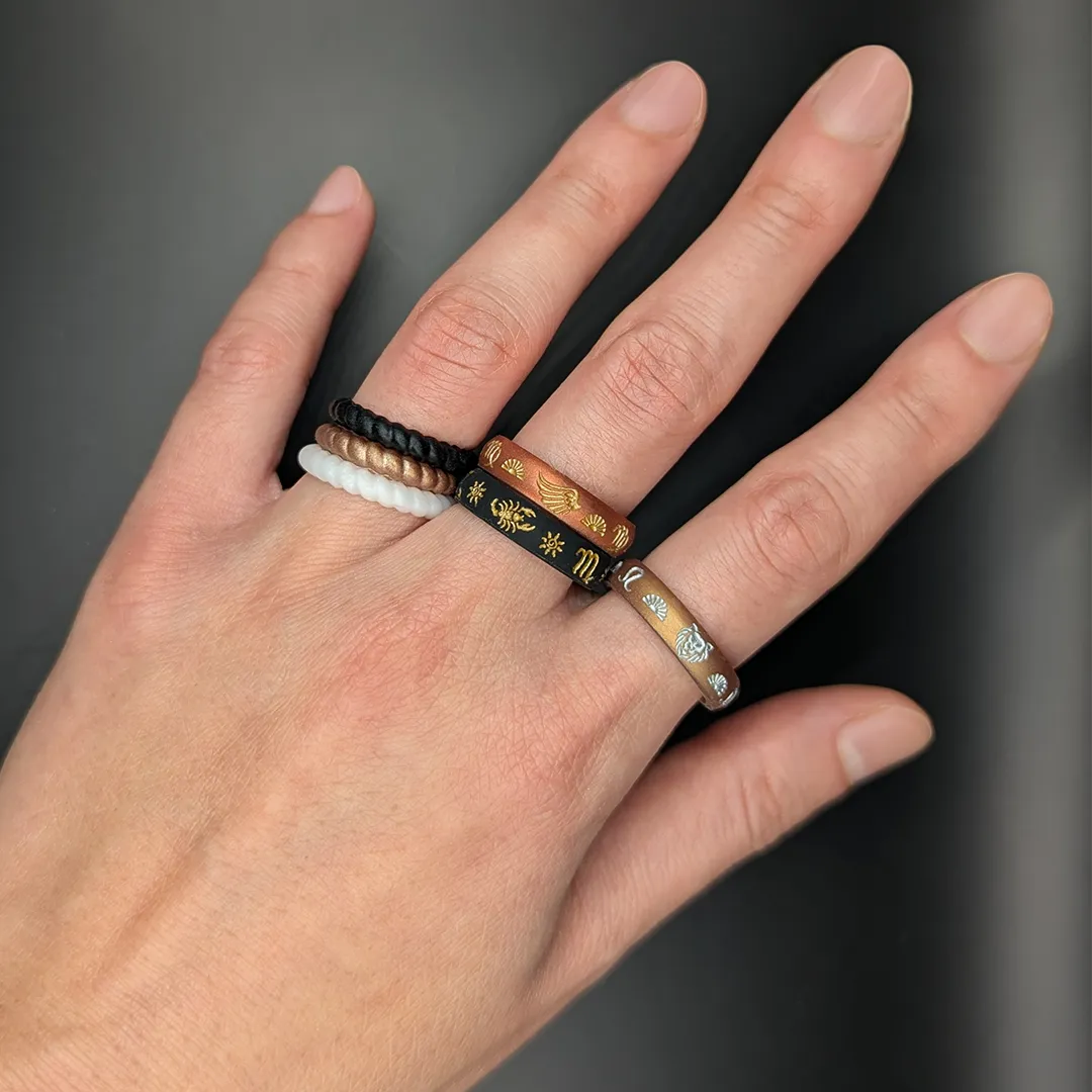 Aquarius Rising Silicone Ring with Gold Inlay