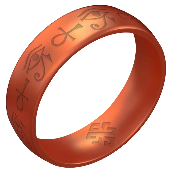 Eye of Horus & Ankh Silicone Ring on Arc 6mm