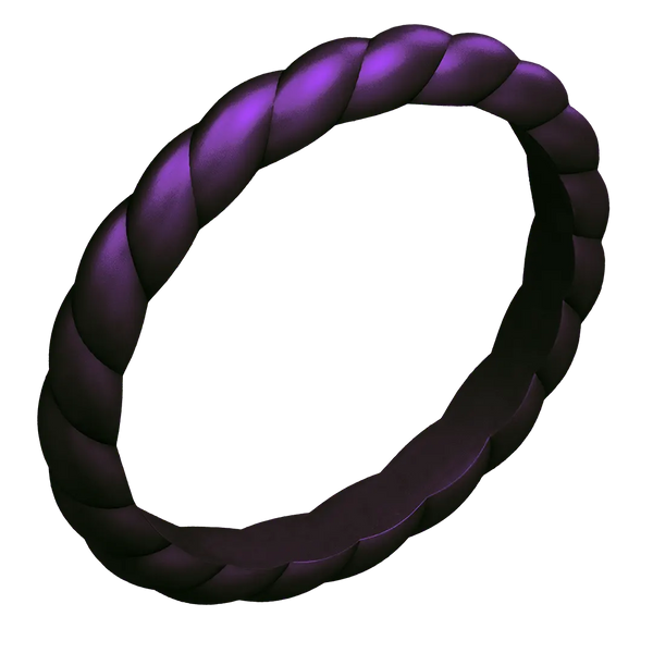 Cosmic Purple Braided Silicone Ring - Stackable Thin Band