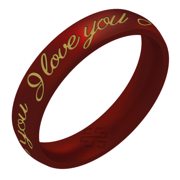 Gold I Love You Silicone Ring on Arc 4mm