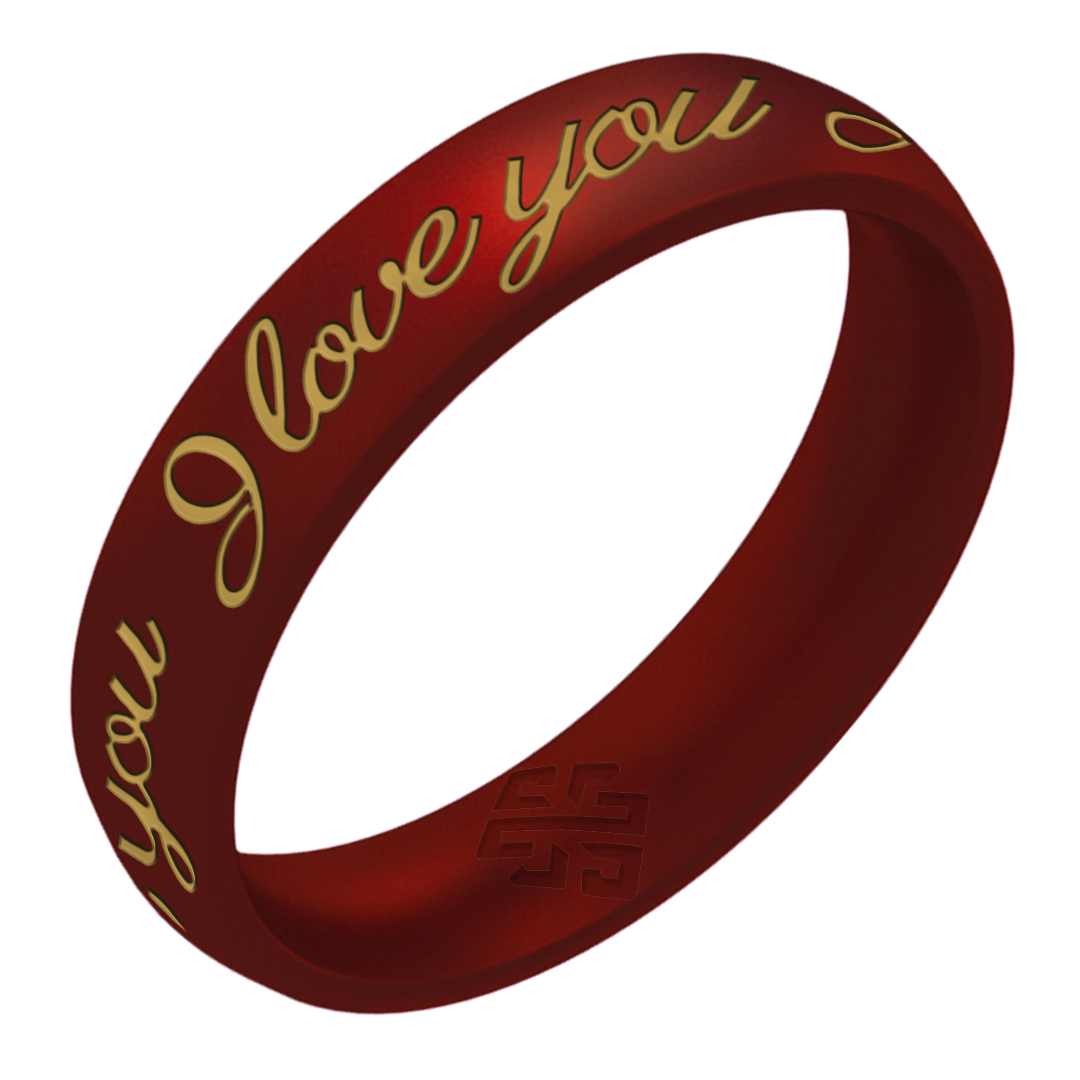 Gold I Love You Silicone Ring on Arc 4mm