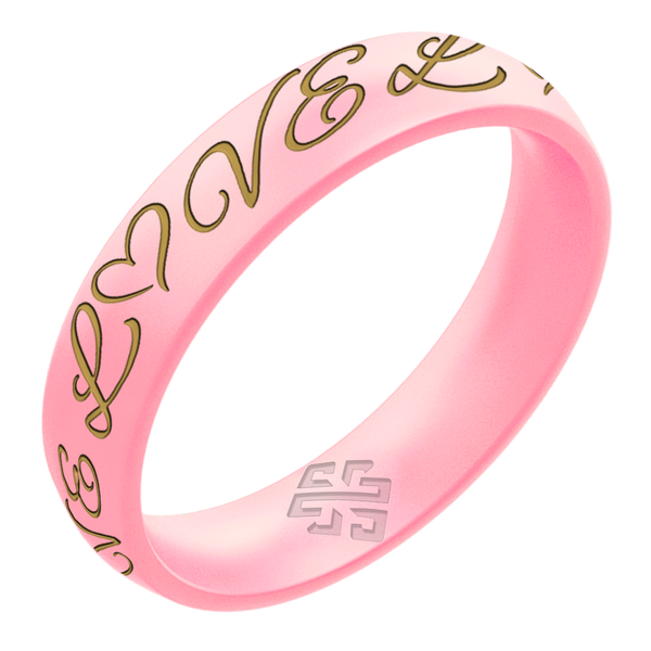 Gold LOVE Silicone Ring on Arc 4mm