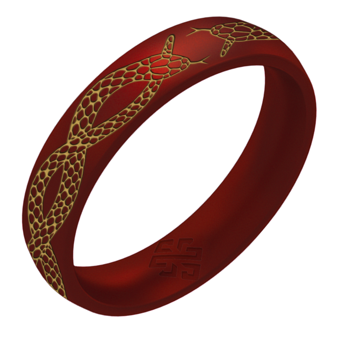 Gold Snakes Silicone Ring on Arc 4mm