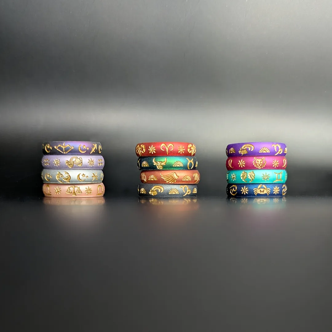 Aquarius Rising Silicone Ring with Gold Inlay